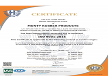 Monty Rubber ISO quality certificate